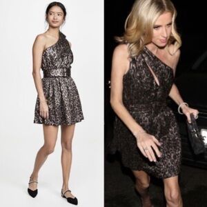 Retrofete Kayla Leopard Lame Mini Dress